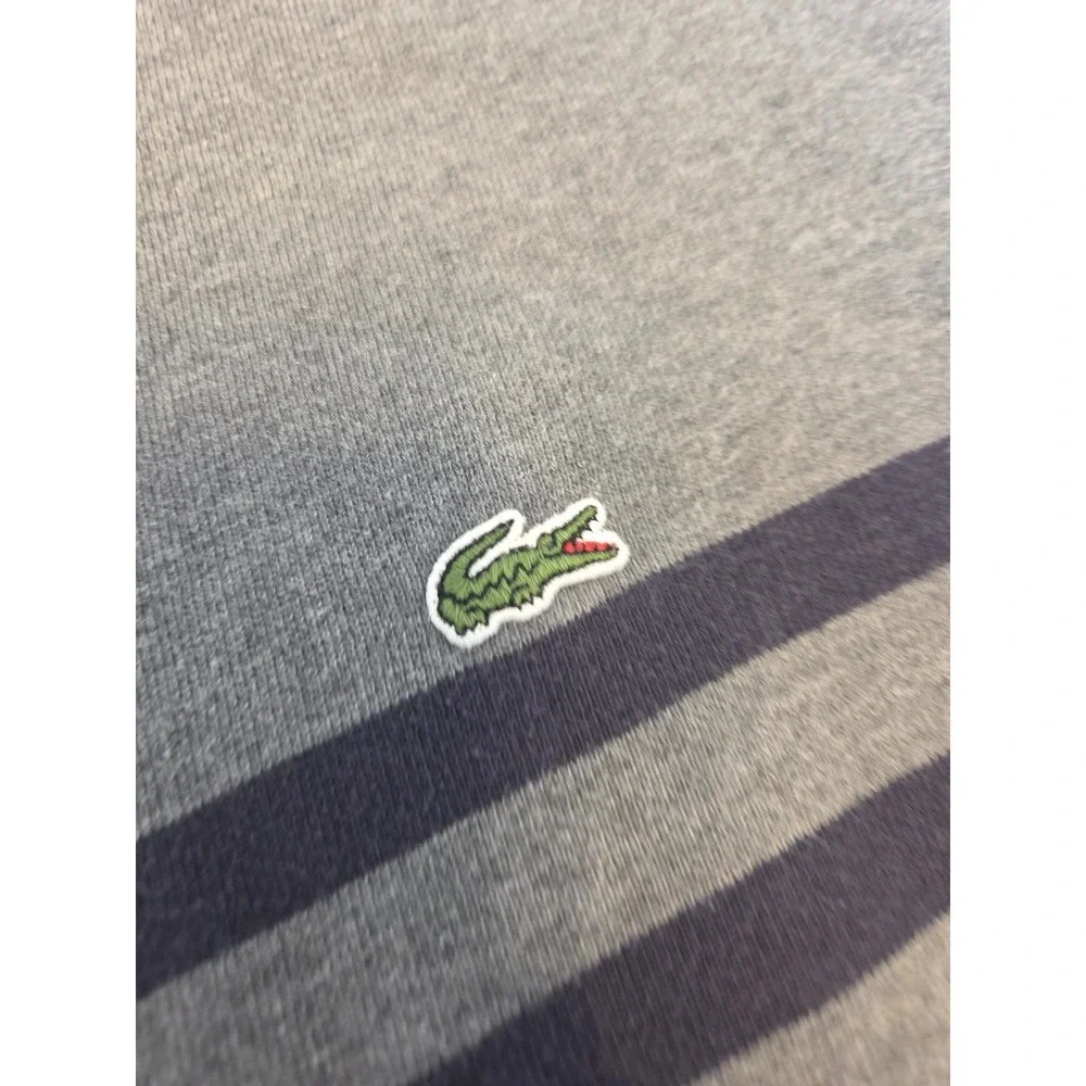 Lacoste Striped Crewneck Sweatshirt Mens 4 M Gray‎ Navy Blue Pullover Crocodile